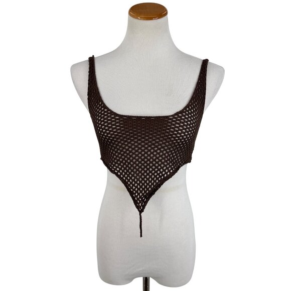 NWT Jaded London Brown Crochet Ultra Crop Top | Rave Coastal Cowgirl Boho Grunge - Picture 3 of 10